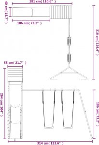 vidaXL Plac zabaw do ogrodu, lite drewno sosnowe 12