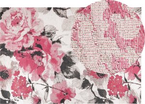 Beliani Dywan bawełniany w kwiaty 140 x 200 cm różowy EJAZ Lumarko! 1