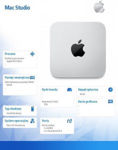 Komputer Apple Mac Studio Apple M1 Ultra 64 GB 1 TB SSD macOS Monterey 6