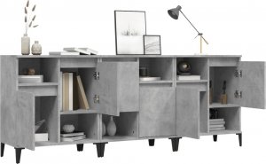 vidaXL Komody, 3 szt., szarość betonu, 60x35x70 cm 4