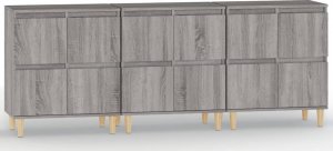 vidaXL Komody, 3 szt., szary dąb sonoma, 60x35x70 cm 2