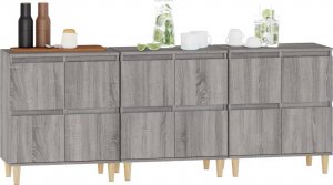 vidaXL Komody, 3 szt., szary dąb sonoma, 60x35x70 cm 4