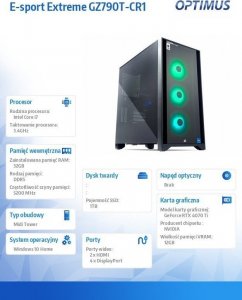 Komputer Optimus Komputer E-sport Extreme GZ790T-CR1 i7-13700 KF/32GB/1TB/RTX 4070 Ti/W10H 12