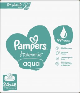 Pampers Chusteczki nawilżane Harmonie Aqua 0% plastiku 24x48 szt. 3