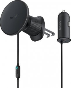 Baseus Magnetyczny uchwyt samochodowy Baseus CW01 do kratki z ładowarką USB-C, 15W + 25W (czarny) 2