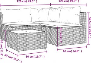 vidaXL 4-cz zestaw wypoczynkowy do ogrodu, poduszki, brązowy rattan PE 11