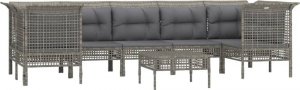 vidaXL 8-cz. zestaw wypoczynkowy do ogrodu, poduszki, rattan PE, szary 3