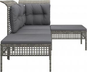 vidaXL 4-cz. zestaw wypoczynkowy do ogrodu, poduszki, szary rattan PE 5