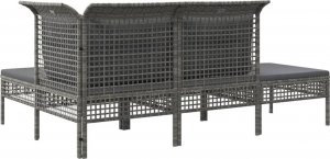 vidaXL 4-cz. zestaw wypoczynkowy do ogrodu, poduszki, szary rattan PE 6