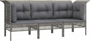 vidaXL 3-cz. zestaw wypoczynkowy do ogrodu, poduszki, szary rattan PE 3