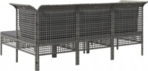 vidaXL 5-cz. zestaw wypoczynkowy do ogrodu, poduszki, szary, rattan PE 6