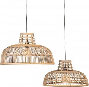 Lampa wisząca Bigbuy Home Lampa Sufitowa 51,5 x 51,5 x 30 cm Naturalny Rattan (2 Sztuk) 1