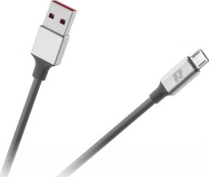 Kabel USB Rebel USB-A - microUSB 1 m Czarno-srebrny (RB-6010-100-B) 1