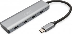 HUB USB Digitus DIGITUS USB-C-Hub  4-Port 3.1->4xC3.1 integr. Kabel   silber 1