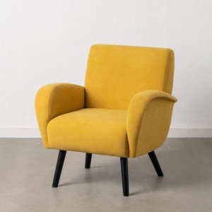 Bigbuy Home Fotel 72 x 71 x 81 cm Tkanina syntetyczna Drewno Żółty 1
