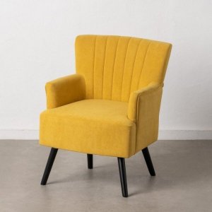 Bigbuy Home Fotel 63 x 50 x 83 cm Tkanina syntetyczna Drewno Żółty 1