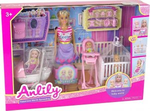 LeanToys Zestaw Lalka Mama z Dzieckiem Pokój Dziecięcy Akcesoria 5