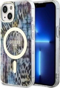 Guess Guess Leopard MagSafe - Etui iPhone 14 (Niebieski) 1