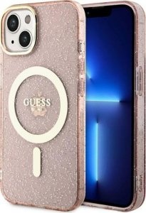 Guess Guess Glitter Gold MagSafe - Etui iPhone 14 Plus (Różowy) 1