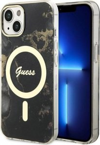 Guess Guess Golden Marble MagSafe - Etui iPhone 14 (Czarny) 1