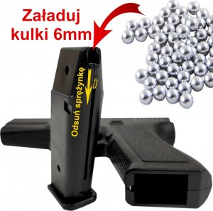 tomdorix Policyjny Pistolet Na Kulki GLOCK 17 Replika Air Soft Gun + Granat Kulek Bezszw 6