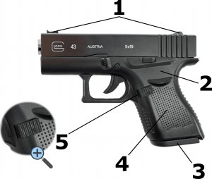 tomdorix GLOCK 43 Pistolet Metalowy Na Kulki 6mm Replika ASG + Granat Kulek Bezszw. 4