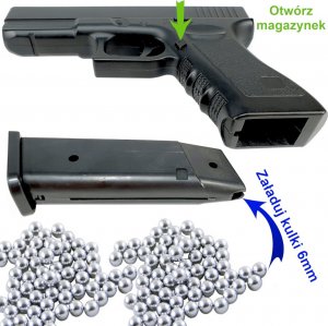 tomdorix GLOCK 17 Replika ASG Pistolet Metalowy na Kulki 6mm + Granat Kulek Bezszw. 2