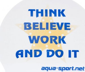 Aqua Sport Czepek Pływacki Aqua Sport Think Belive White Navy 1