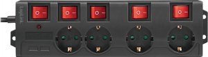 Listwa zasilająca LogiLink przeciwprzepięciowa 4 gniazda 1.5 m czarna (LPS251) 2