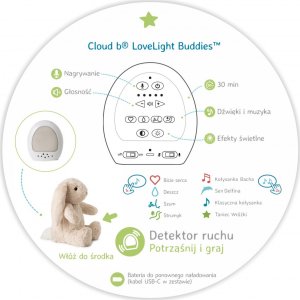Cloud B Love Light Buddies Billy Bunny Szumiący Królik Lampka i Pozytywka 2