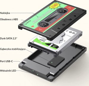 Kieszeń Orico SATA 2,5" USB-C 6Gbps kaseta (2580C3-V1-BK-EP) 7