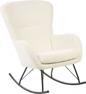 Beliani Fotel bujany boucle biały z czarnym ANASET 3