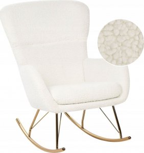 Beliani Fotel bujany boucle biały ze złotym ANASET 13