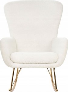 Beliani Fotel bujany boucle biały ze złotym ANASET 2