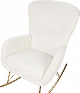 Beliani Fotel bujany boucle biały ze złotym ANASET 3