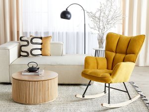 Beliani Fotel bujany żółty OULU 9