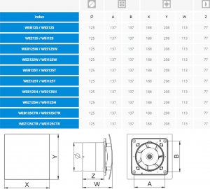 AWENTA Wentylator łazienkowy Escudo WES125H fi125mm 175m3/h 18W 230V z czujnikiem wilgotności i opóźnieniem czasowym srebrny 2