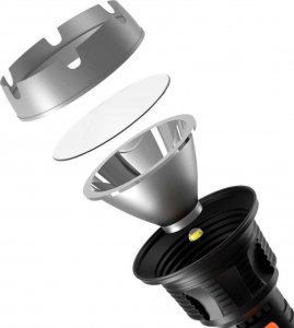 Latarka 4kom.pl Latarka taktyczna LED SOS COB 10W z 4 trybami świecenia do 500m czarno-szara 2