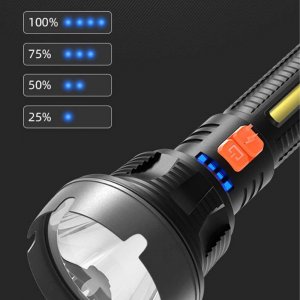 Latarka 4kom.pl Latarka taktyczna LED SOS COB 10W z 4 trybami świecenia do 500m czarno-szara 5