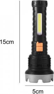 Latarka 4kom.pl Latarka taktyczna LED SOS COB 10W z 4 trybami świecenia do 500m czarno-szara 7