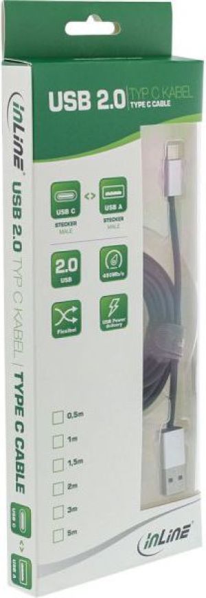 Kabel USB InLine USB-A - USB-C 0.5 m Czarny (35836) 2