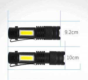 Latarka 4kom.pl Latarka taktyczna klasyczne światło LED COB XPE Mini lampa metalowa kieszonkowa Zoom czarna 2