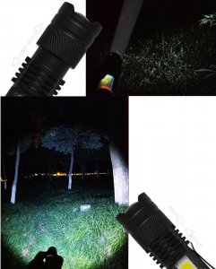 Latarka 4kom.pl Latarka taktyczna klasyczne światło LED COB XPE Mini lampa metalowa kieszonkowa Zoom czarna 7