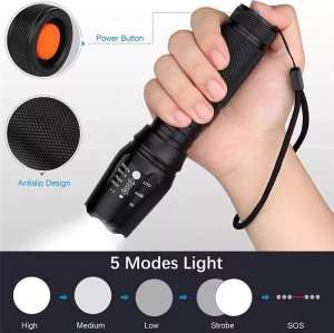 Latarka Latarka taktyczna zestaw 2 metalowych nimi latarek z zoom i akcesoriów Latarka taktyczna zestaw 2 metalowych nimi latarek z zoom i akcesoriów 5