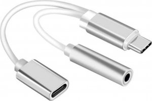 Adapter USB X Extreme Adapter USB-C - USB-C + minijack 3,5mm Extreme biało-srebrny 1