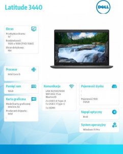 Laptop Dell Latitude 3440 Core i5-1335U / 16 GB / 512 GB / Win 11 Pro (N021L344014EMEA_VP) 11