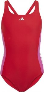Adidas Kostium kąpielowy adidas Cut 3 Stripes Suit Jr : Kolor - Czerwony, Rozmiar - 152 cm 1