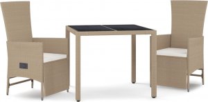 vidaXL 3-cz. zestaw mebli ogrodowych z poduszkami, beżowy, polirattan 2