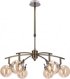 Lampa wisząca Candellux LENTINI LAMPA WISZĄCA PATYNOWY 6X40W G9 KLOSZ BURSZTYNOWY 1