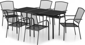 vidaXL 7-częściowy zestaw mebli ogrodowych, antracytowy, stal 2